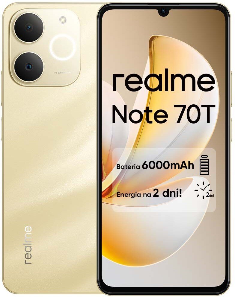 Smartfon REALME Note 70T 4/128GB 6.74” 90 Hz Złoty – sklep