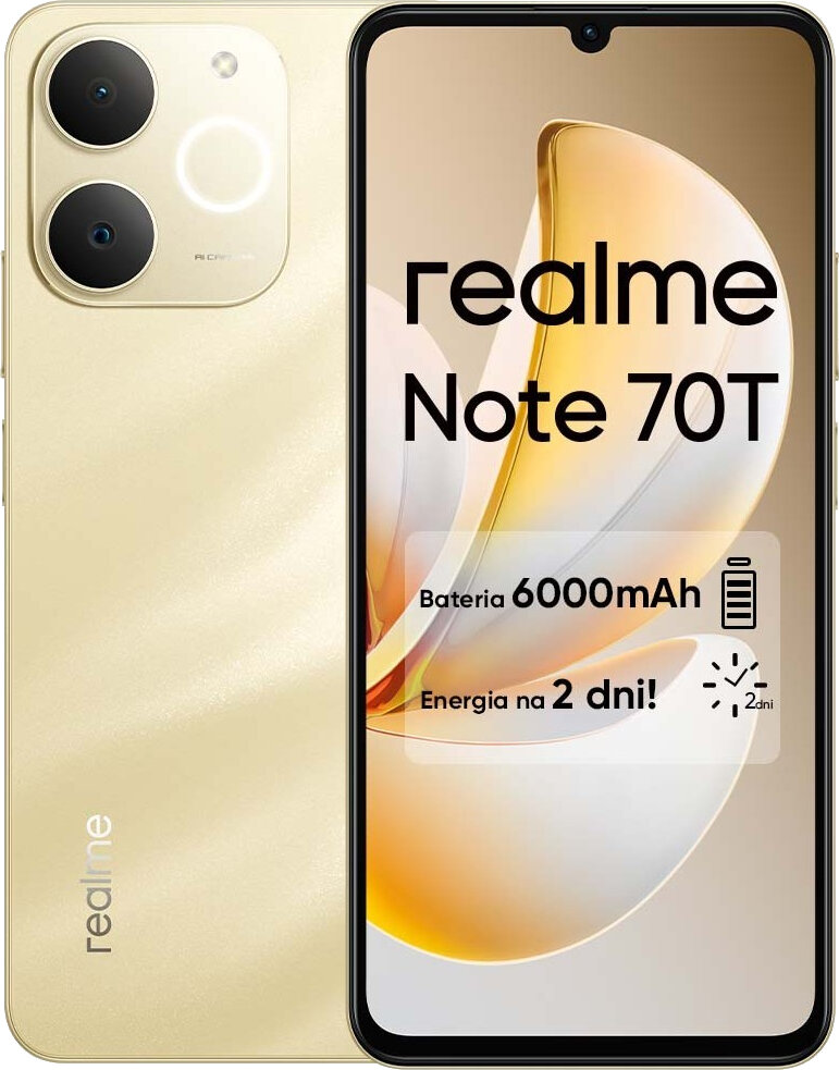 Smartfon REALME Note 70T 4/256GB 6.74” 90Hz Złoty – sklep