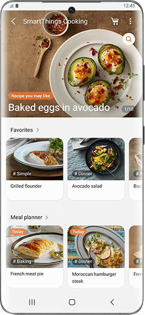 Na co masz dziś ochotę? W aplikacji SmartThings Cooking, widocznej na zdjęciu, znajdziesz mnóstwo spersonalizowanych przepisów