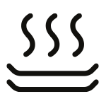 Ikonka pokazująca parujące talerze oznaczająca, że możesz podawać dania na ciepłej zastawie stołowej