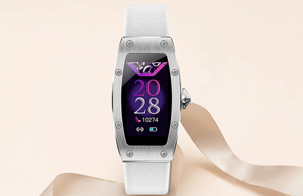 Smartwatch KUMI KU-K18 szkło ekran pokrycie kolorowy wyświetlacz dotykowy wyraźny czytelny rozdzielczość kształt zakrzywiony