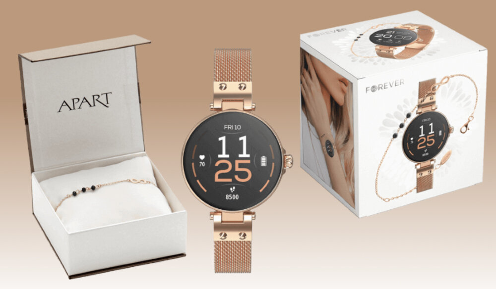 Smartwatch FOREVER Forevive Petite SB-305 Edycja z bransoletką Apart Różowe  złoto – sklep internetowy Avans.pl