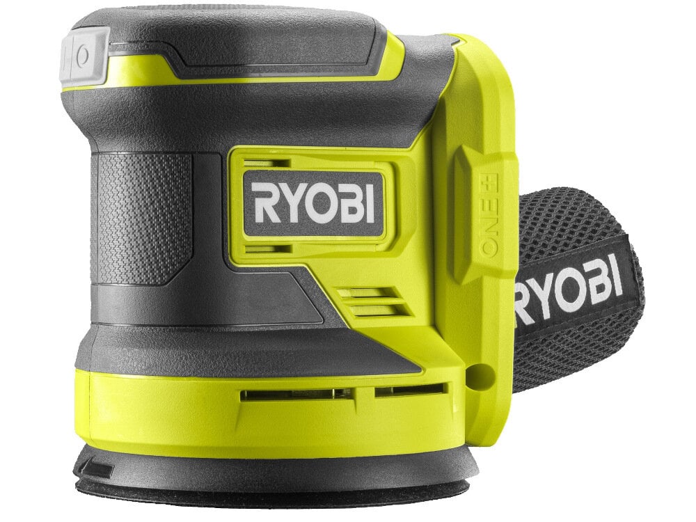 Szlifierka mimośrodowa RYOBI RROS18-0 zasilanie akumulator 18V z serii ONE+ silnik szczotkowy maksymalna prędkość obrotowa do 10000 obr/min szybka