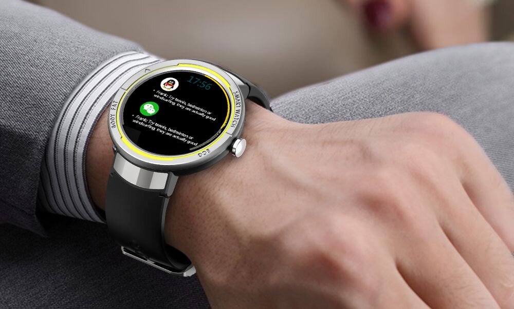 Smartwatch KUMI KU5  ekran bateria czujniki zdrowie sport pasek ładowanie pojemność rozdzielczość łączność sterowanie krew puls rozmowy smartfon aplikacja 