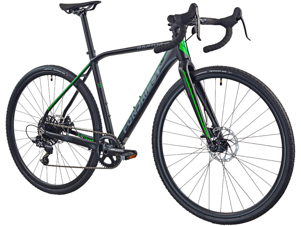 Rower przełajowy FONDRIEST Raptor 1.0 M22 28 cali męski Czarno-zielony rower szosowy rower wyścigowy do jazdy wyczynowej największa prędkość jak najmniejszym kosztem maksymalnie zmniejszać opór powietrza