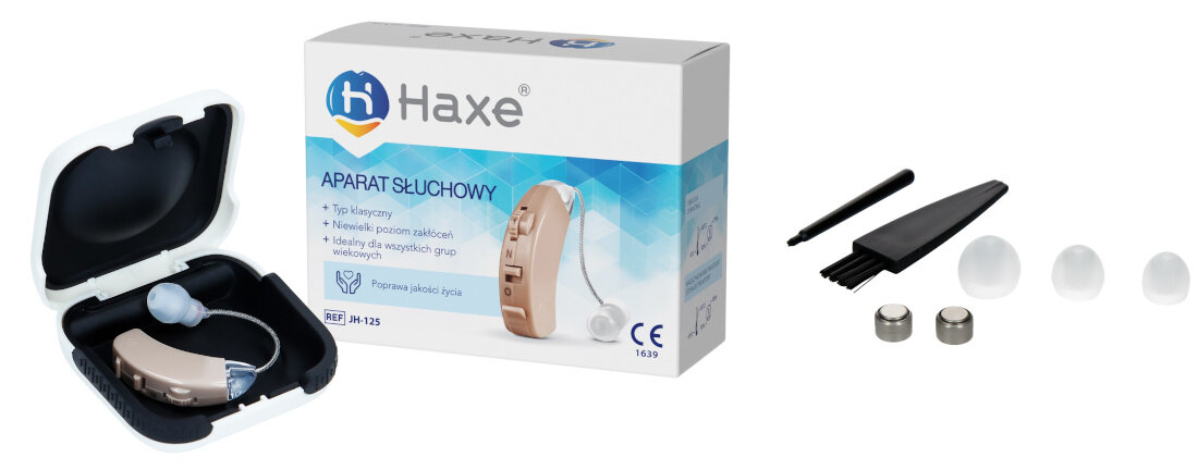 Aparat do poprawy sluchu HAXE JH-125 zestaw akcesoria komplet wyposazenie