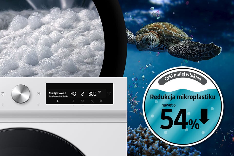 Pralka Samsung WW11BB534DAWS6 uwalnia mniej mikrowłókien podczas prania