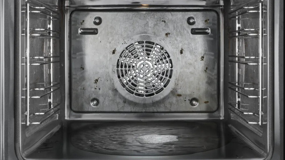 PIEKARNIK BOSCH HBG539BB6 Asystent czyszczenia dno piekarnika woda płyn do naczyń czyszczenie wysoka temperatura