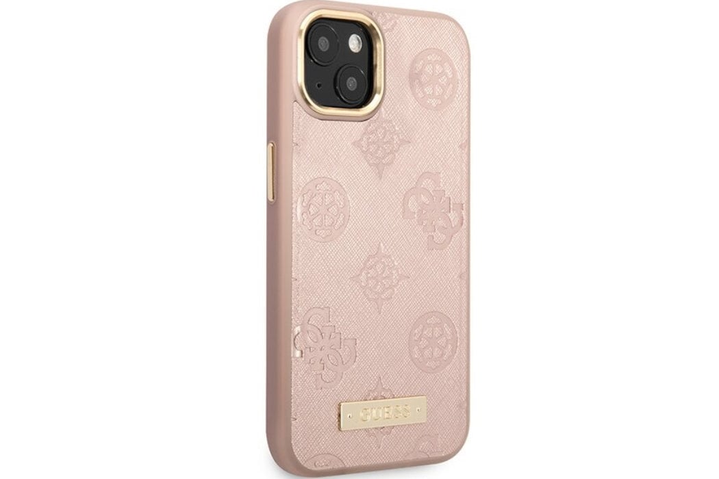 Etui GUESS 4G Peony Logo Plate do Apple iPhone 14  luksus wytrzymałość marka elegancja styl wyrafinowanie