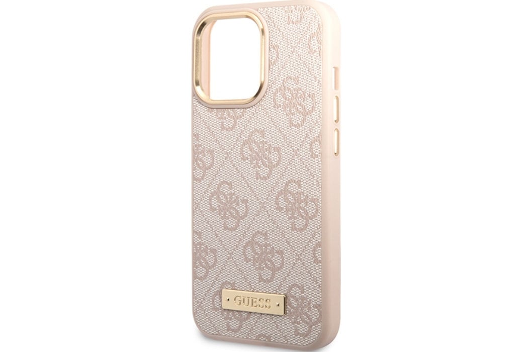 Etui GUESS 4G Peony Logo Plate do Apple iPhone 14  luksus wytrzymałość marka elegancja styl wyrafinowanie