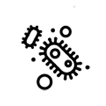 Ikona z czarno-białymi alergenami i drobinkami kurzu