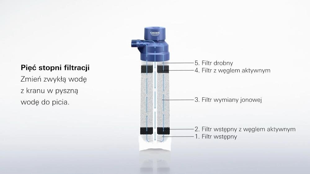 GROHE Blue 40875000 filtr system kuchenny eliminacja szkodliwe substancje minerały mięśnie nerwy energia redukcja osad poprawa smak