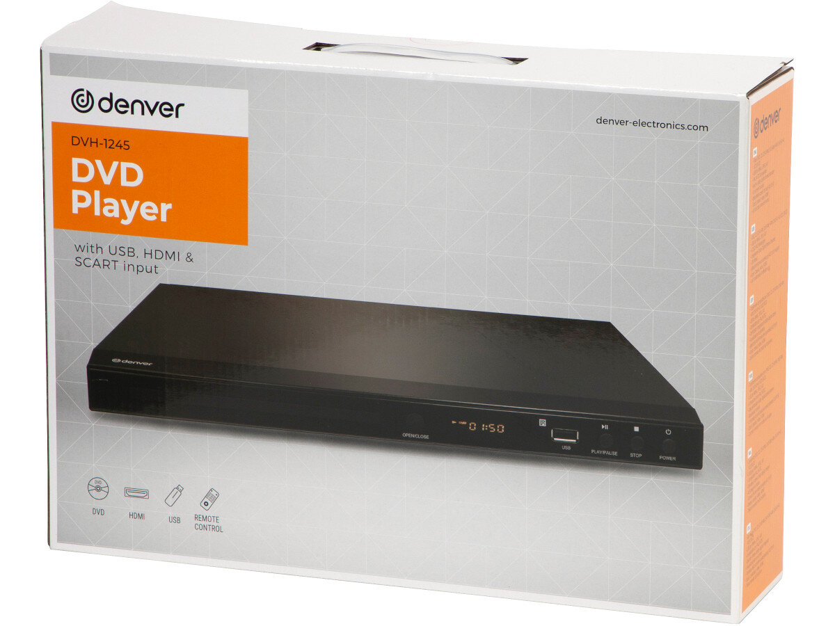 Odtwarzacz DVD DENVER DVH-1245 porty złącza dźwięk jakość rozdzielczość