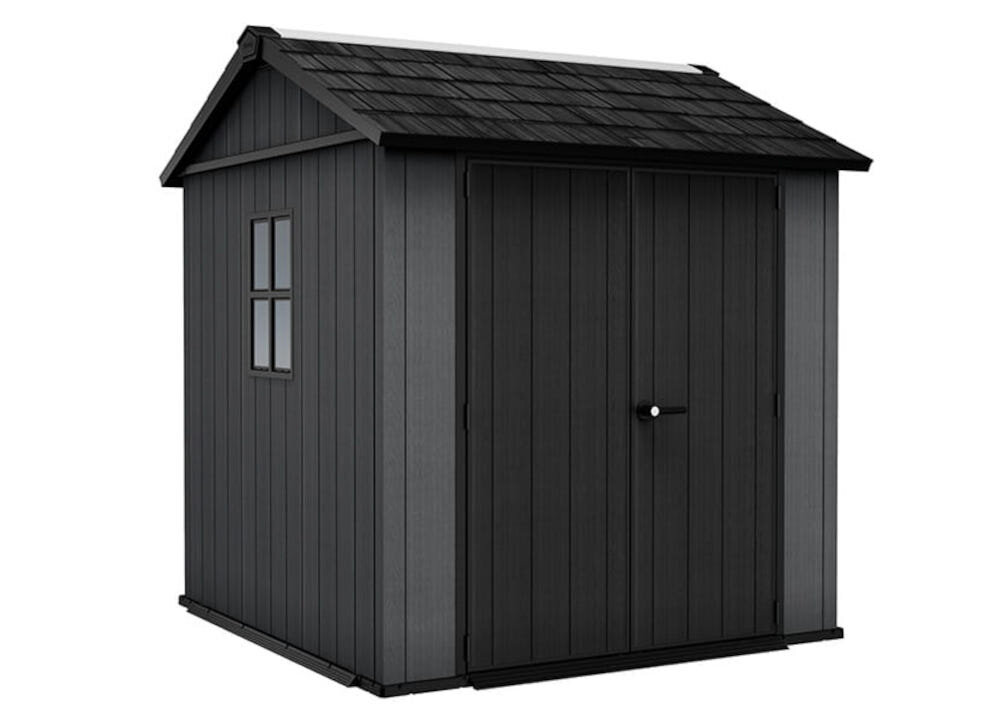 Domek narzędziowy KETER Newton 7x7.5 Szary 230 x 223,8 x 246 cm bezpieczne przechowywanie spora przestrzen wewnatrz domku mozliwosc montazu polek