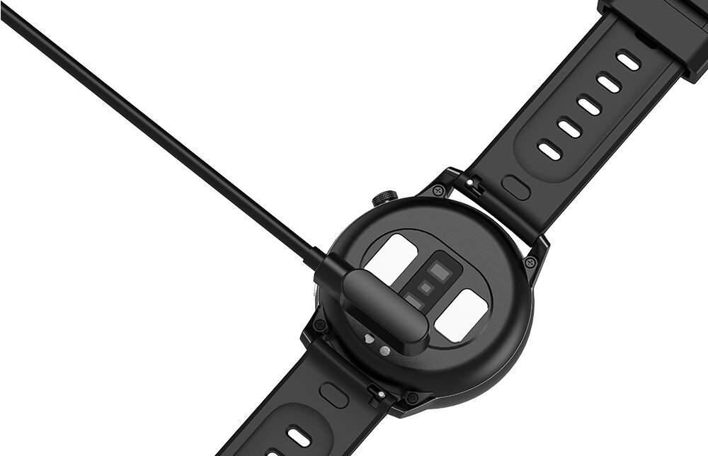 Smartwatch KUMI KU3 Czarny wbudowany akumulator pojemnosc 230 mAh czas dzialania okolo 7 dni w stanie czuwania okolo 20 dni czas ladoania okolo 2 godziny kabel ladujacy USB-A/zlacze magnetyczne