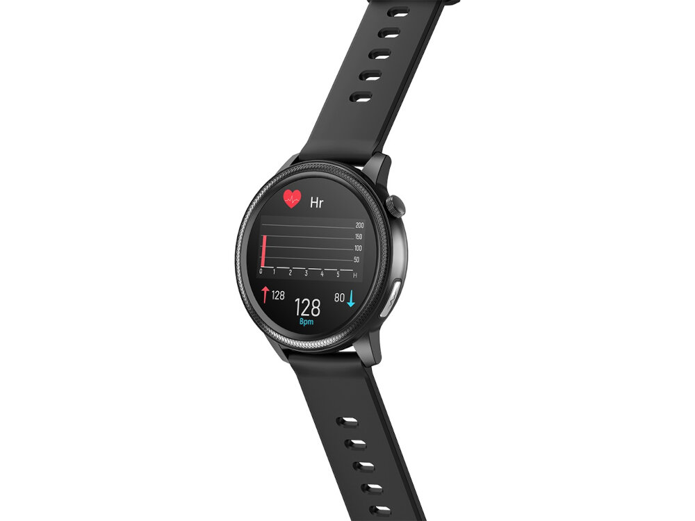 Smartwatch KUMI KU3 Czarny tryb przypominajacy o braku aktywnosci wbudowany pulsoksymetr i pulsometr badanie tetna