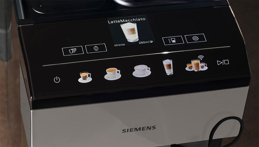Ekspres SIEMENS EQ.500 TP517R03 kawa aromatyczny smak preferencje wyświetlacz podświetlane przyciski dotykowe
