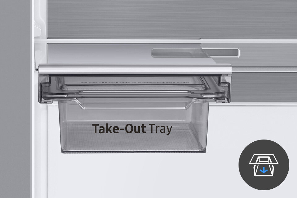 pojemnik Take Out Tray w lodówce Samsung Side by Side RS66DG815CB1EF który łatwo wyjmiesz z całą zawartością 