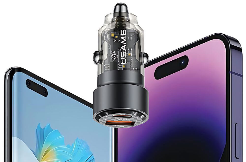 Ładowarka samochodowa USAMS C39 60W Fast Charge Czarny
ładowarka na tle smartfonów
ładowarka samochód ładowanie zasilanie