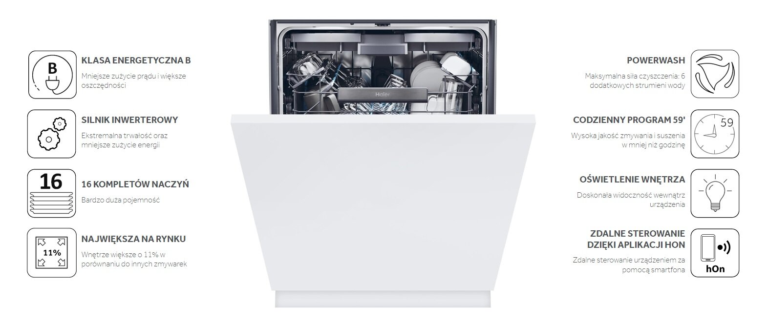 Zmywarka HAIER I-PRO SHINE Seria 4 XS 6B0S3FSB Maxi Tub