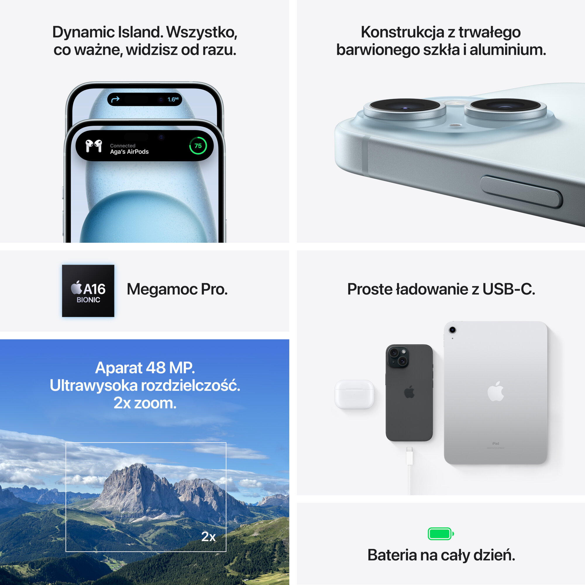 Smartfon APPLE iPhone 15 Plus 5G 256GB 6.7