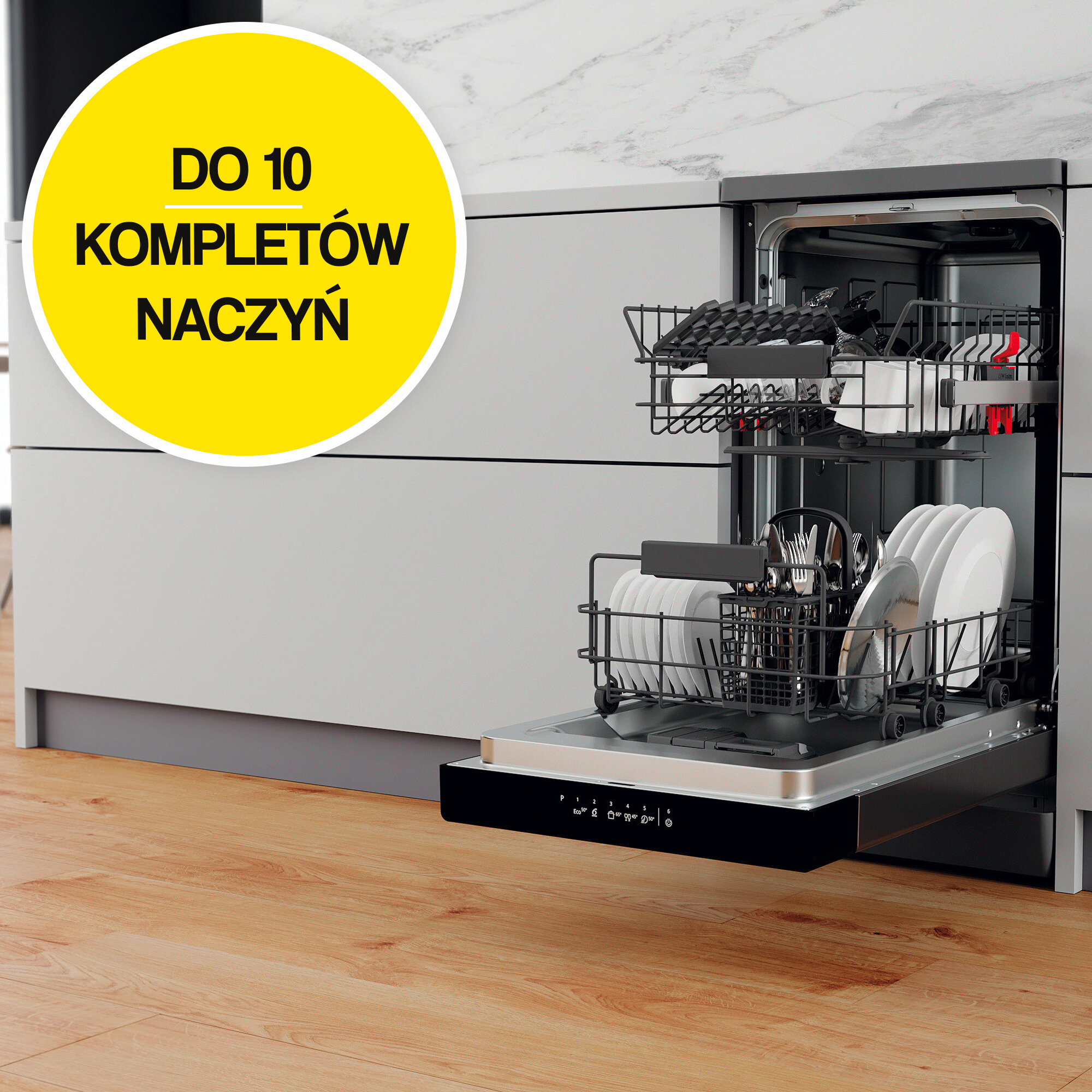 Zmywarka WHIRLPOOL WSFC 3M27 X Technologia 6. Zmysł 45cm Inox