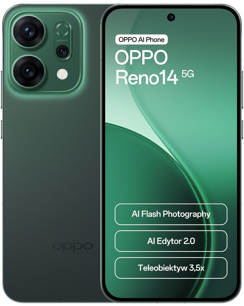 OPPO Reno14 5G 12GB256GB グリーン+純正アダプター2個 Smartphones OPPO 14 F 5G Reno14 F 5G 5G 8 GB/256,00 GB Zielony